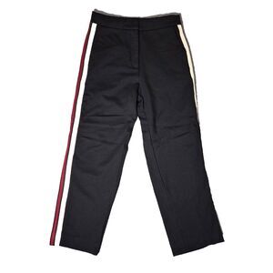 Sandro Paris Straight Leg Track Stripe Trousers Pants Women 38 Black Fits 28x26